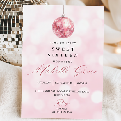 Time to Party — Sweet 16 Invitation Template by Pretty Digital — printable digital download