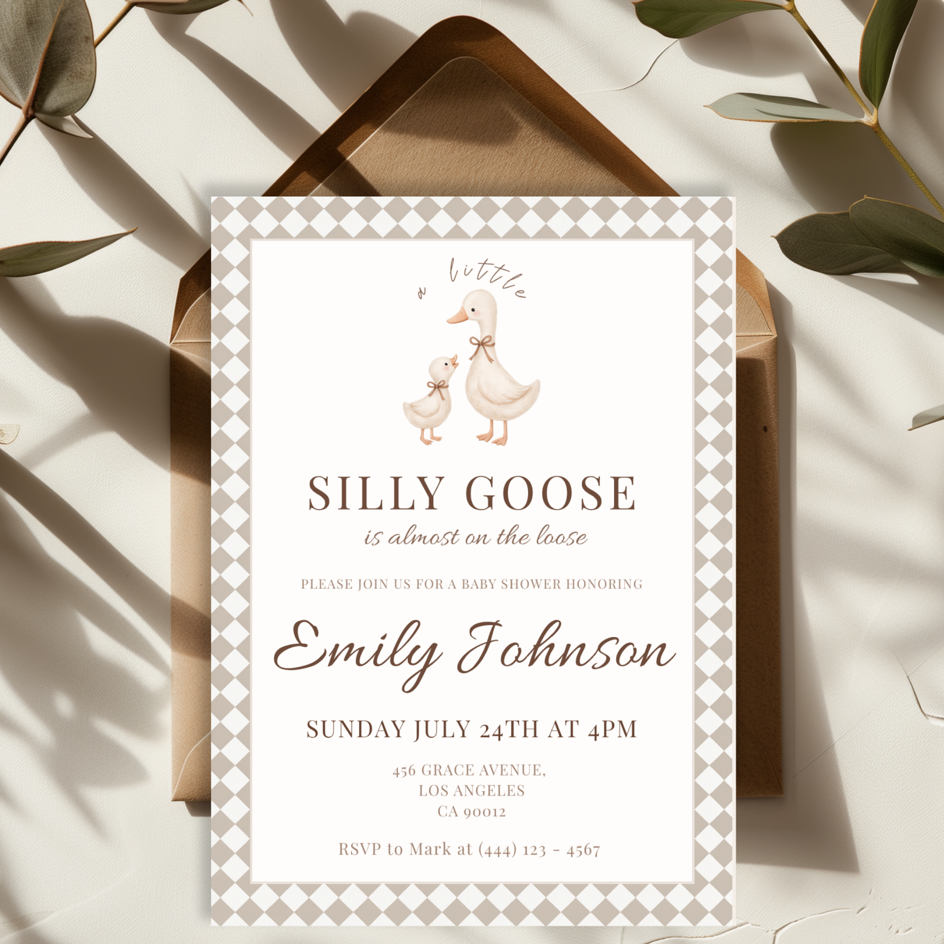 Silly Goose on the Loose — Baby Shower Invitation Template by Pretty Digital — view 3