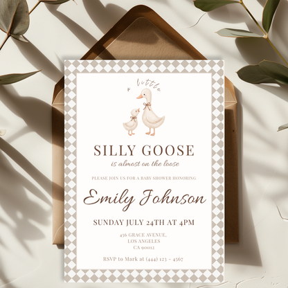 Silly Goose on the Loose — Baby Shower Invitation Template by Pretty Digital — view 3