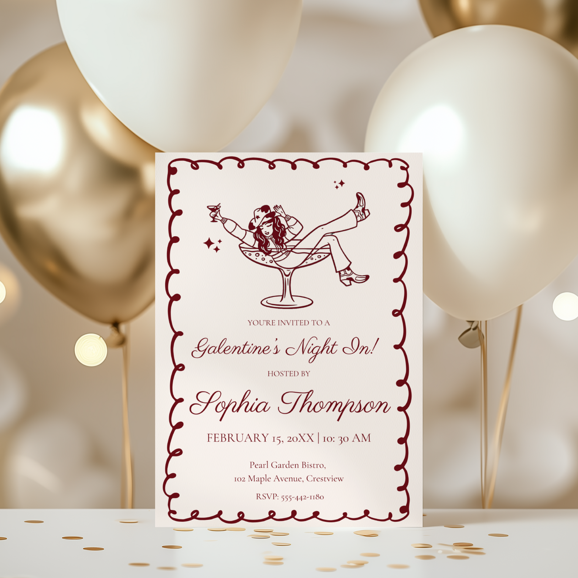 Galentine's Night In — Galentine's Day Invitation Template by Pretty Digital — view 10
