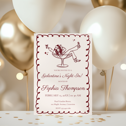 Galentine's Night In — Galentine's Day Invitation Template by Pretty Digital — view 10