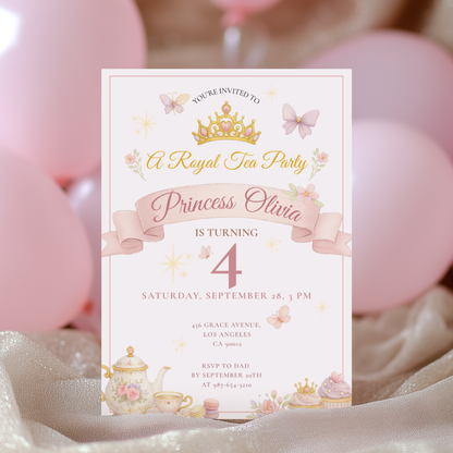A Royal Tea Party — Princess Tea Party Invitation Template by Pretty Digital — view 8