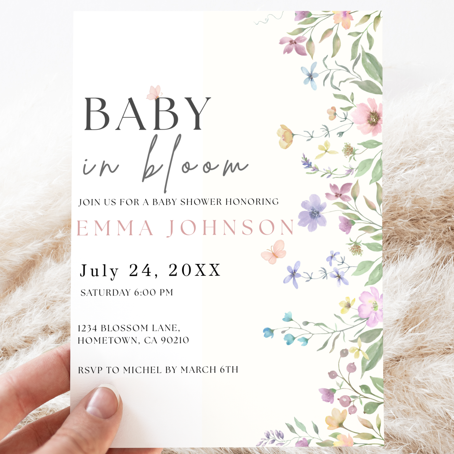 Baby Bloom — Floral Baby Shower Invitation Template by Pretty Digital — view 9