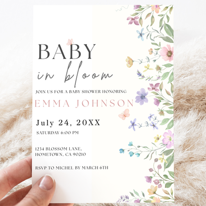 Baby Bloom — Floral Baby Shower Invitation Template by Pretty Digital — view 9