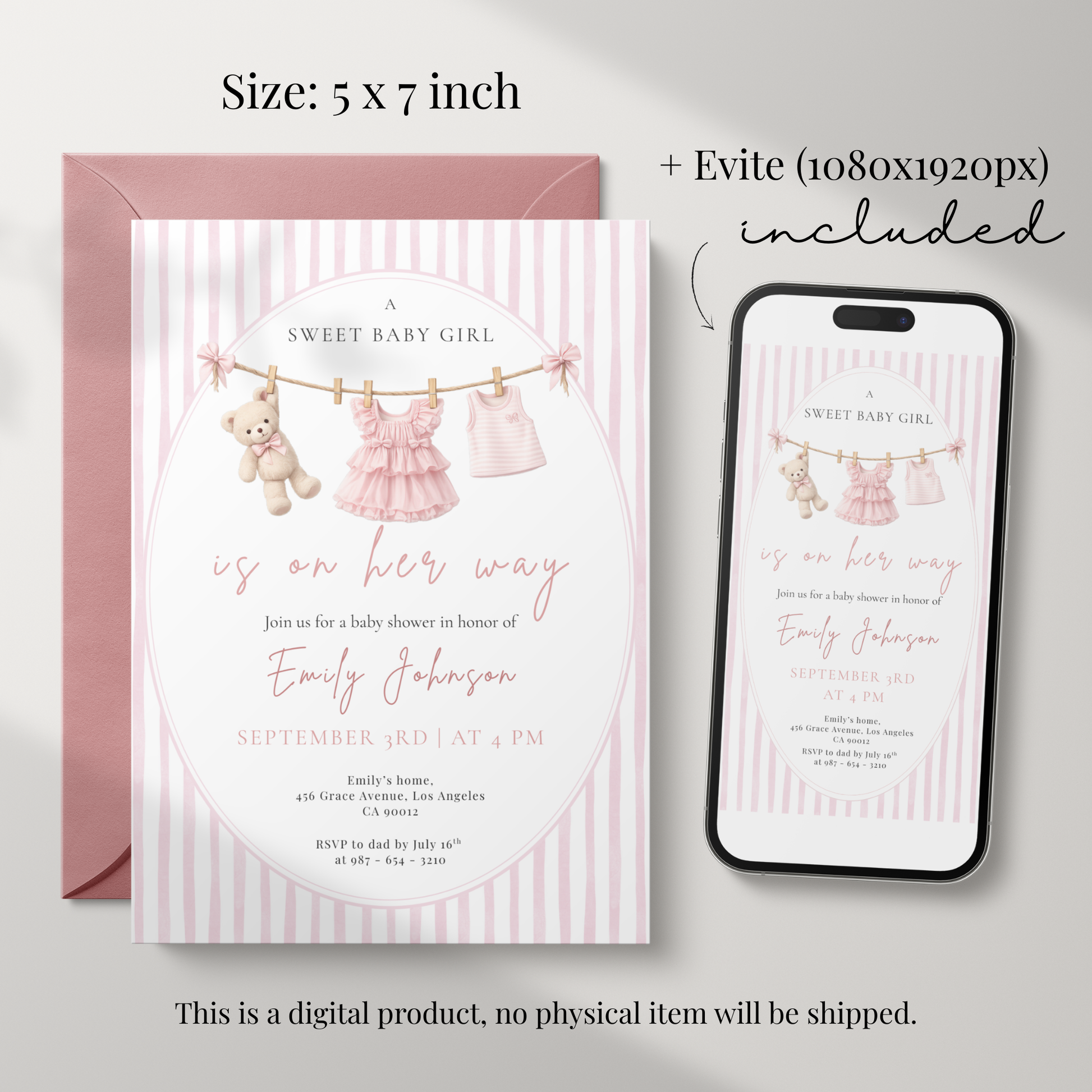 A Sweet Baby Girl — Fall Baby Shower Invitation Template by Pretty Digital — view 2