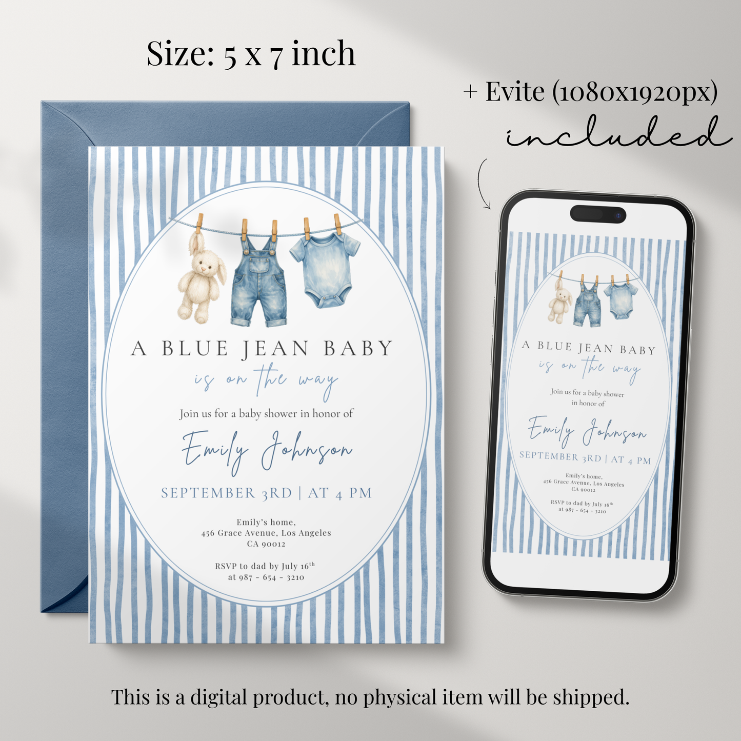 A Blue Jean Baby — Western Baby Shower Invitation Template by Pretty Digital — view 2