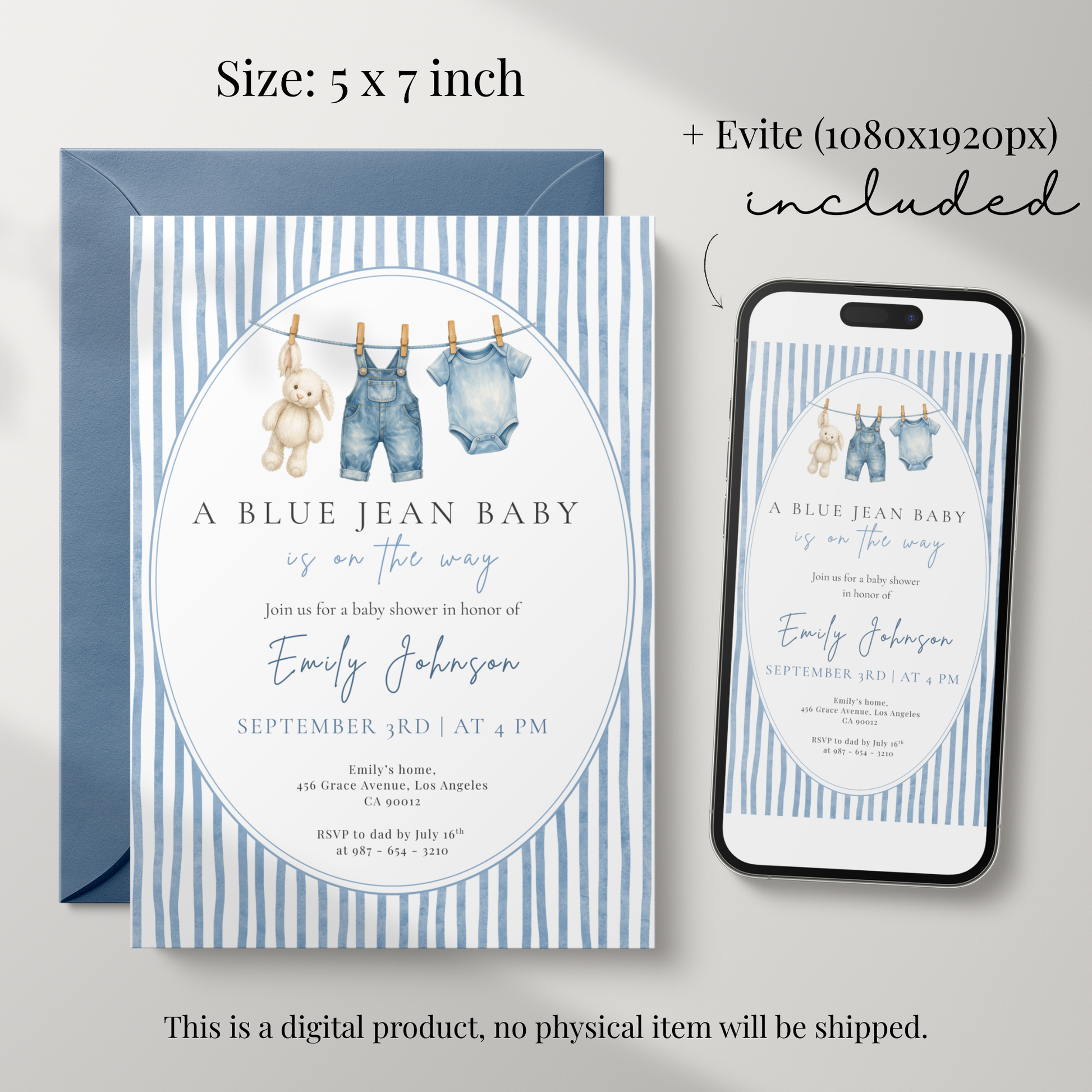 A Blue Jean Baby — Western Baby Shower Invitation Template by Pretty Digital — view 2