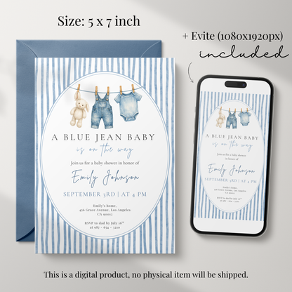 A Blue Jean Baby — Western Baby Shower Invitation Template by Pretty Digital — view 2