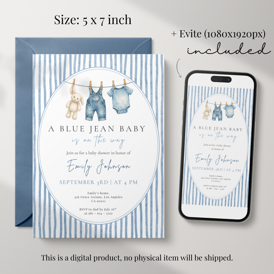 A Blue Jean Baby — Western Baby Shower Invitation Template by Pretty Digital — view 2