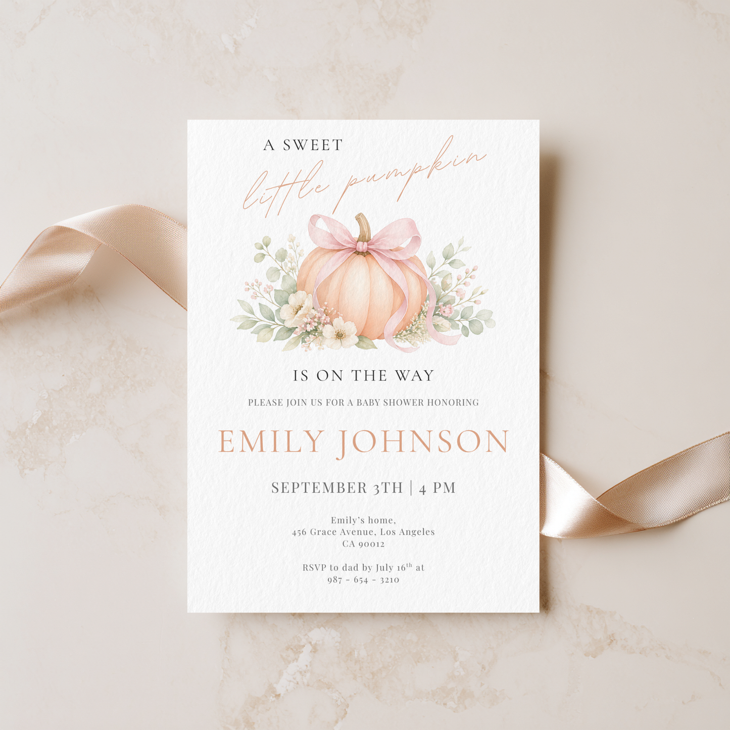A Sweet Little Pumpkin — Fall Baby Shower Invitation Template by Pretty Digital — view 9