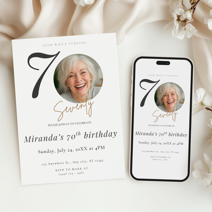 Look Who's Turning Seventy — 70th Birthday Invitation Template by Pretty Digital — view 6