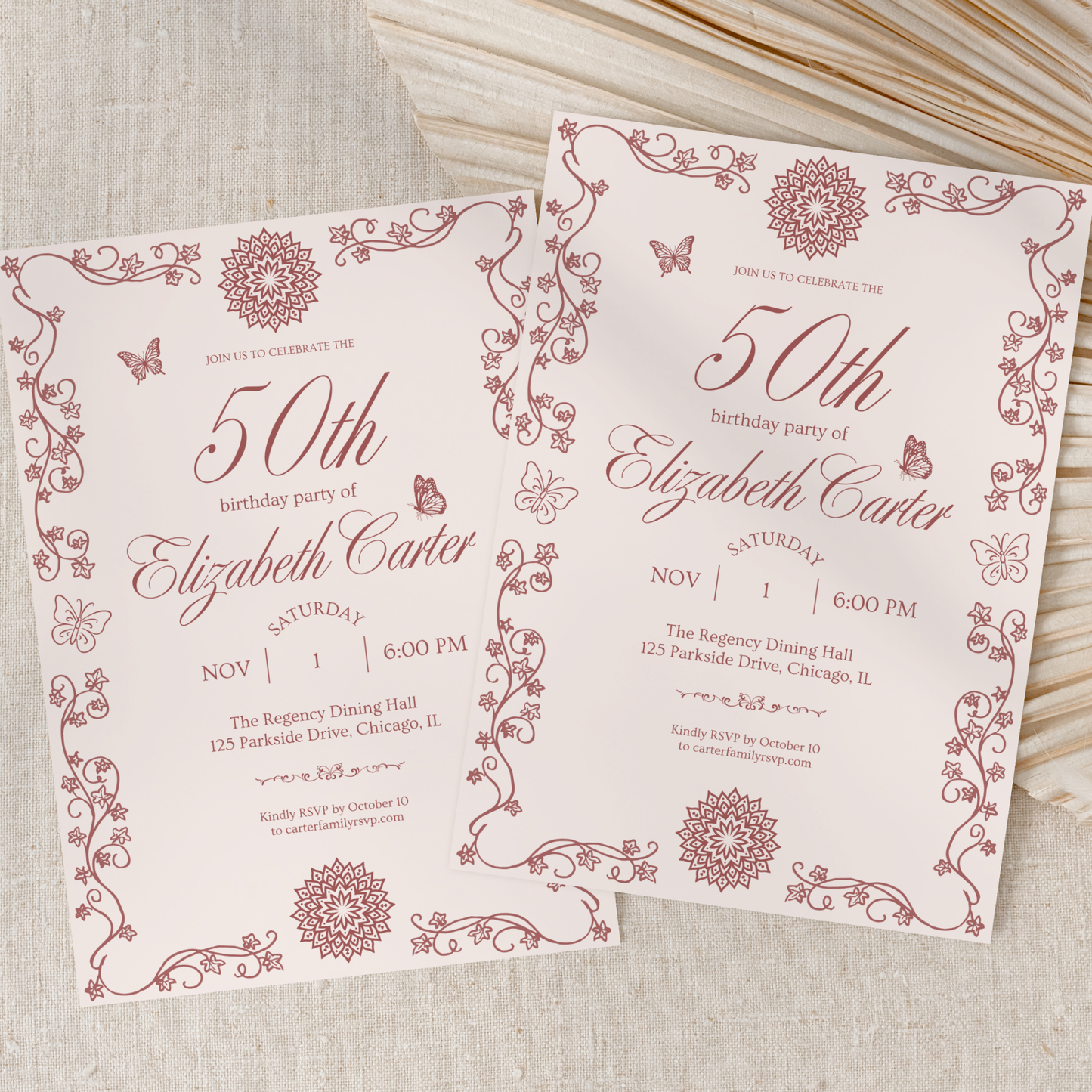 Pink 50th Birthday Invitation for Women by Pretty Digital — view 8