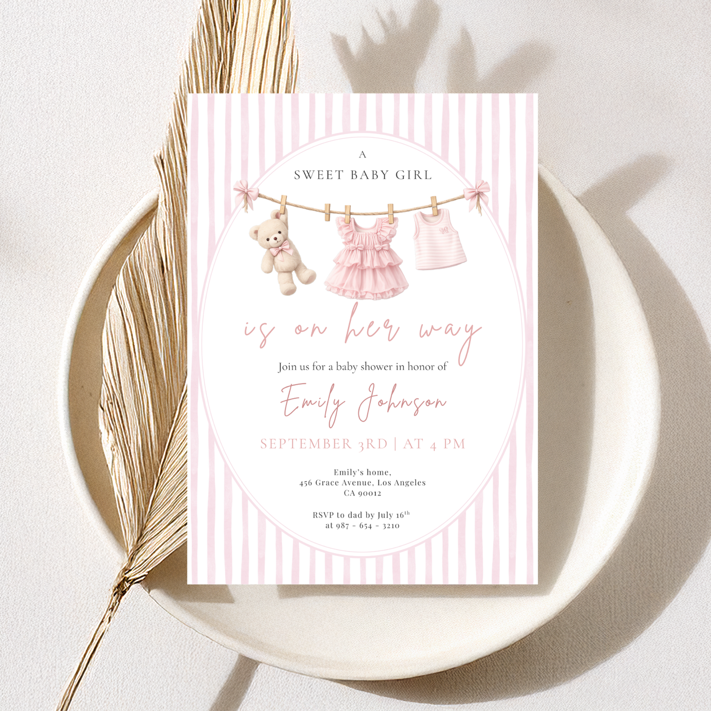 A Sweet Baby Girl — Fall Baby Shower Invitation Template by Pretty Digital — view 8