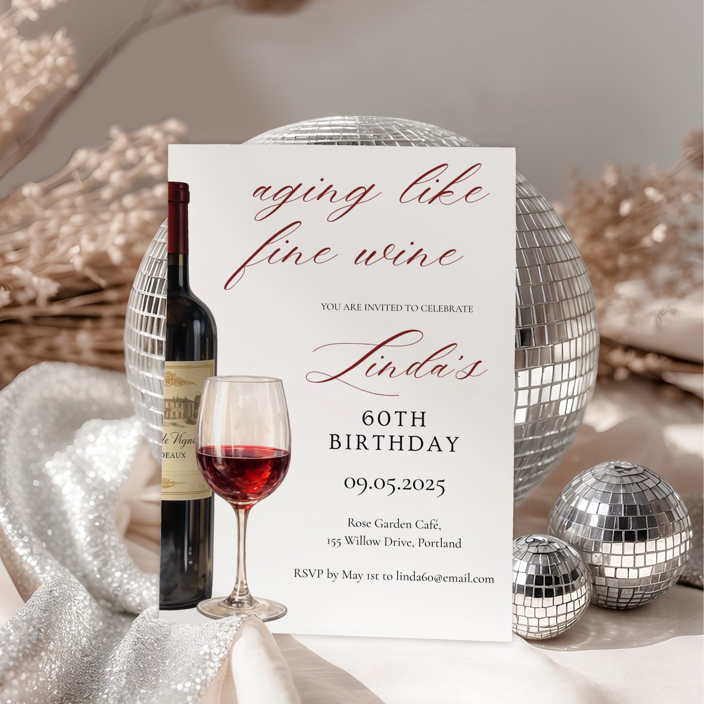 Aging Like Fine Wine — 60th Birthday Invitation Template by Pretty Digital — view 9