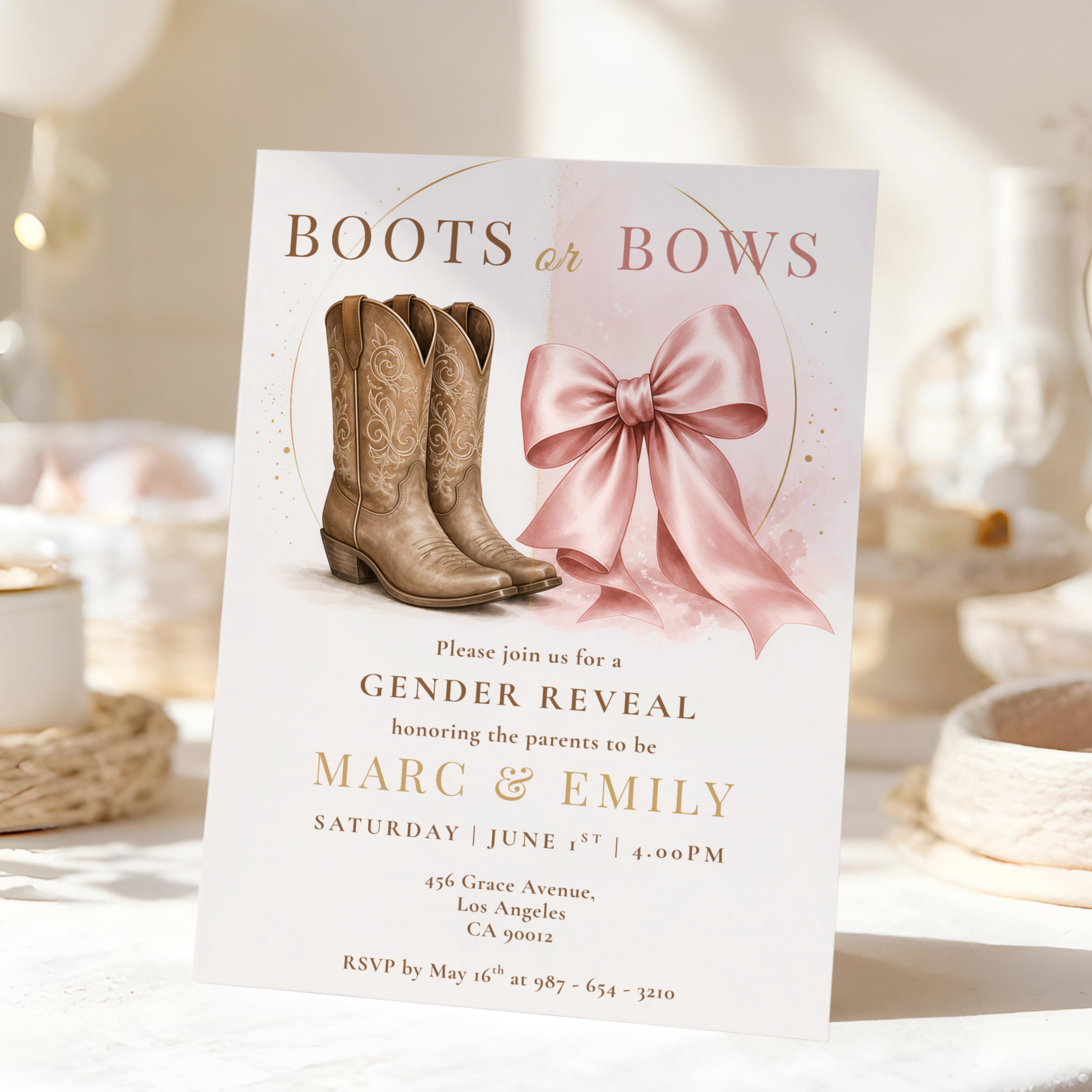 Boots or Bows — Western Gender Reveal Invitation Template by Pretty Digital — view 8