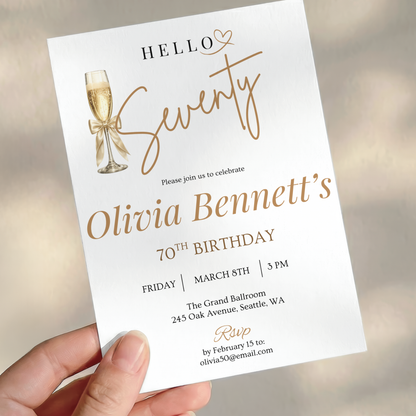 Hello Seventy — 70th Birthday Invitation Template by Pretty Digital — view 9