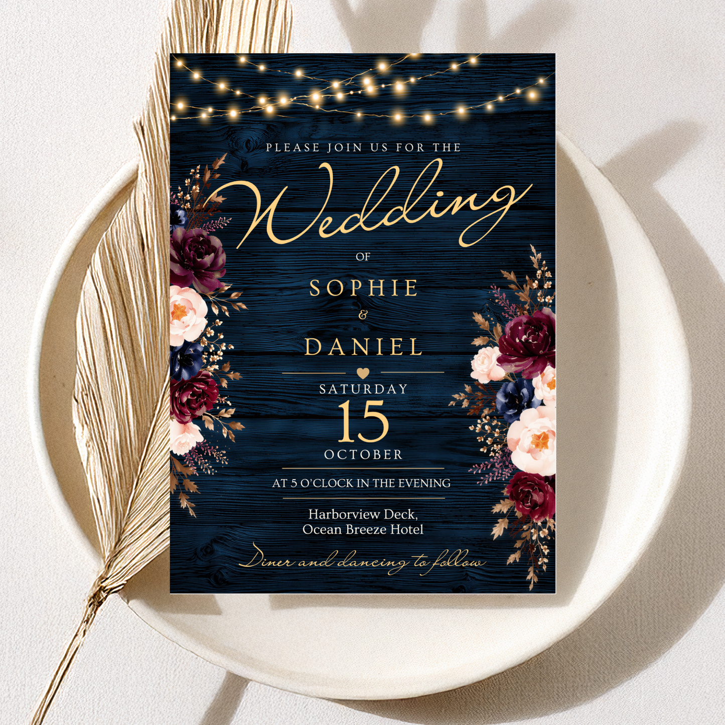 Greenery Rustic Wedding Invitation by Pretty Digital — view 6