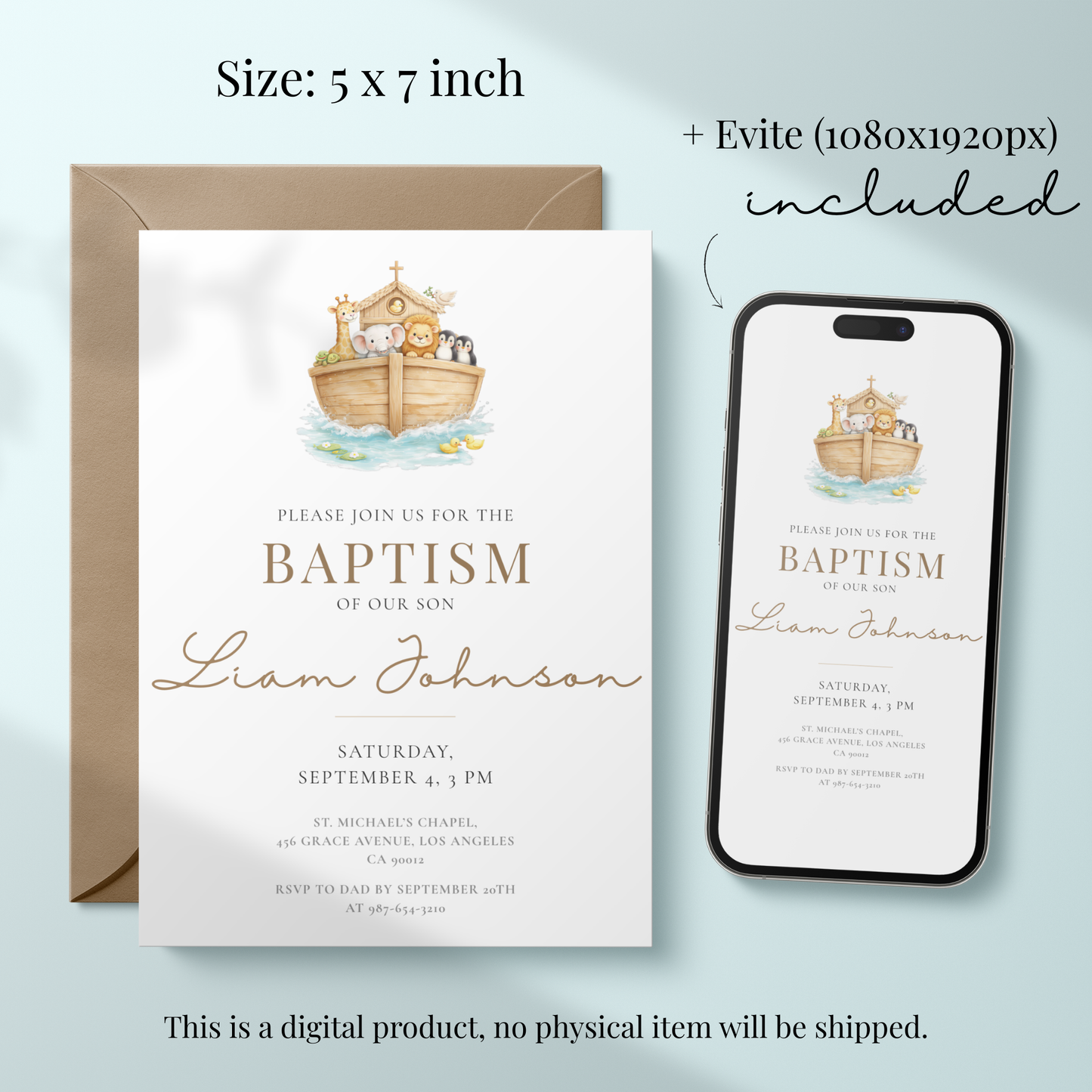 Elegant Baptism Invitation by Pretty Digital — view 2