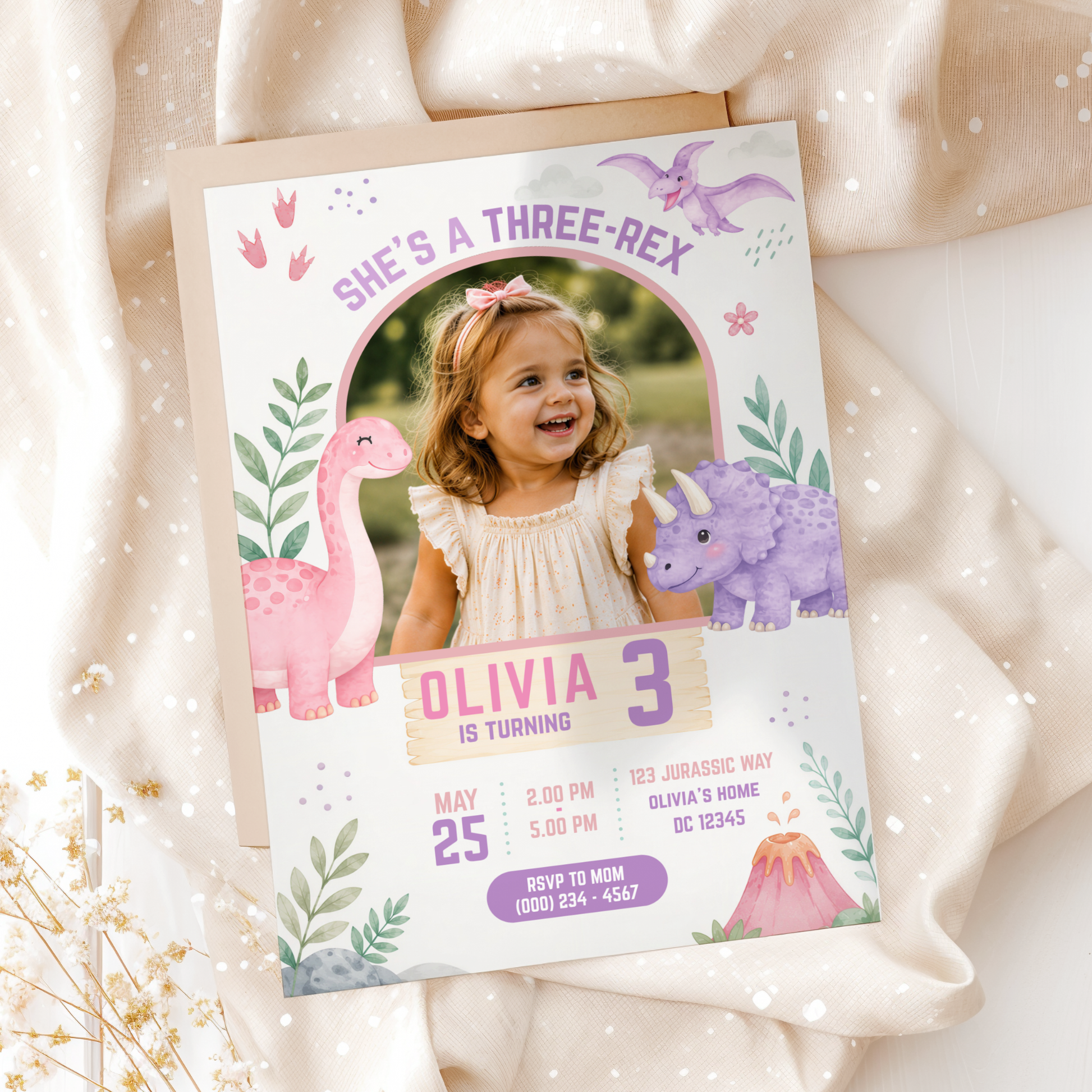 Dino-Rific Birthday — Dinosaur Birthday Invitation Template by Pretty Digital — view 10