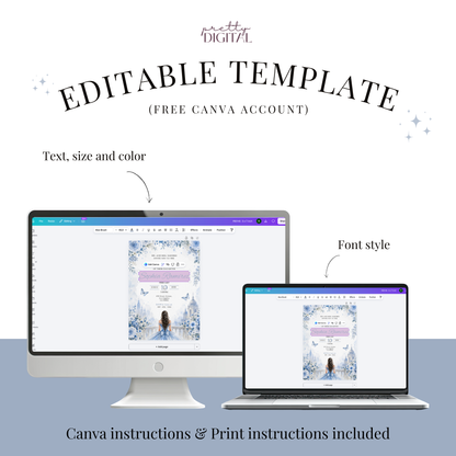 Burgundy invitation template by Pretty Digital — printable digital download