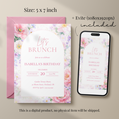 Let's Brunch — Birthday Brunch Invitation Template by Pretty Digital — view 2