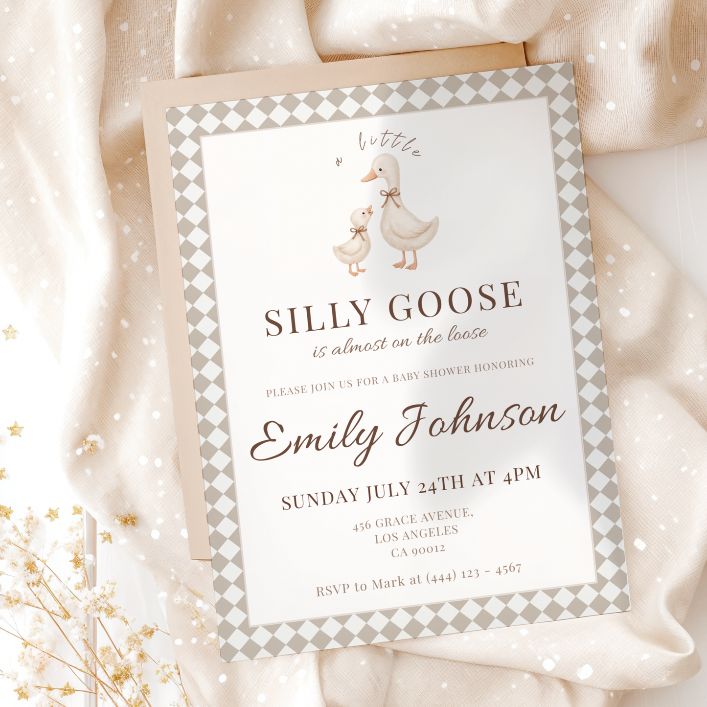 Silly Goose on the Loose — Baby Shower Invitation Template by Pretty Digital — view 9