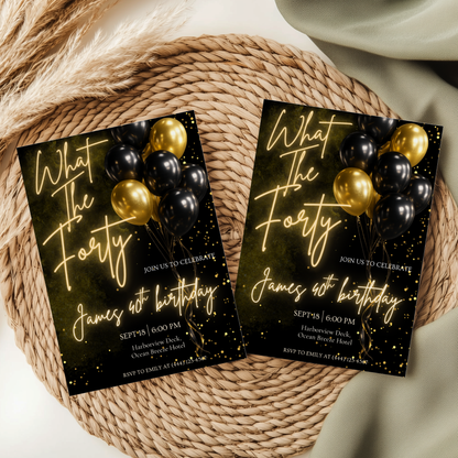 What The Forty — 40th Birthday Invitation Template by Pretty Digital — view 8