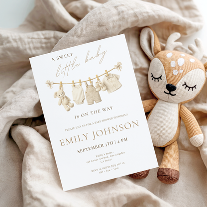 A Sweet Little Baby — Fall Baby Shower Invitation Template by Pretty Digital — view 3