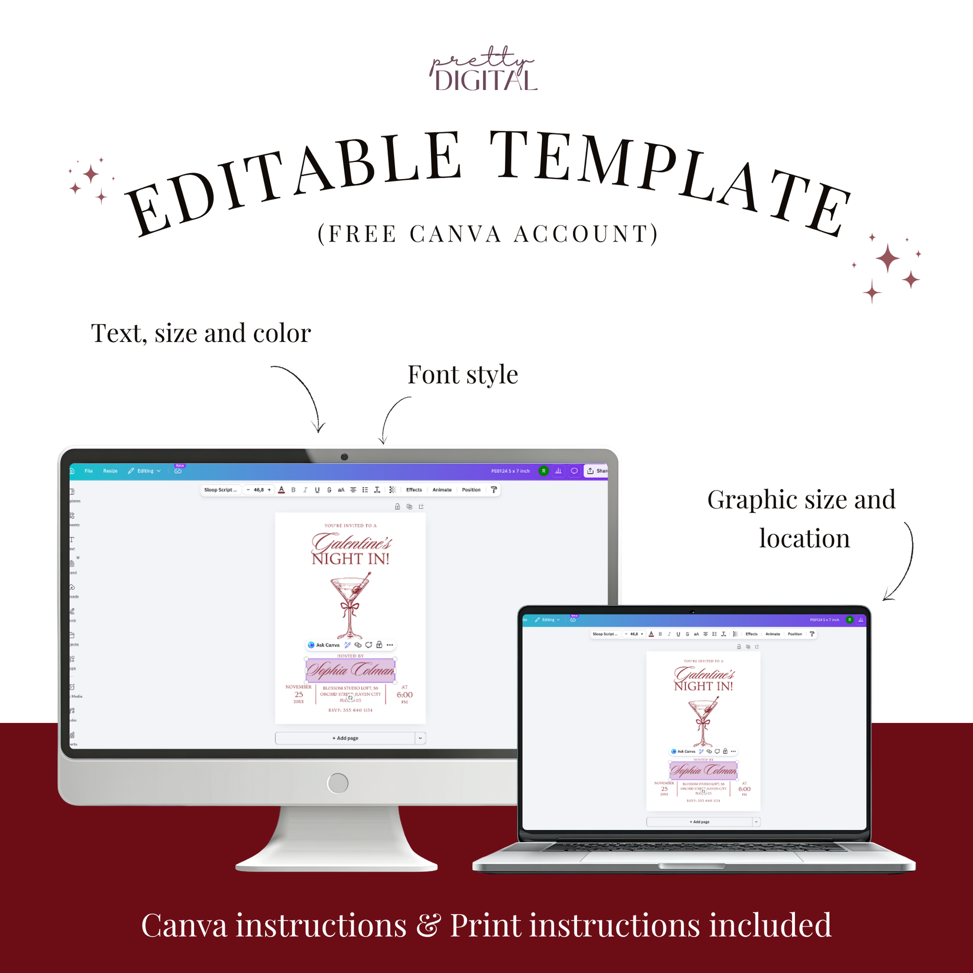 Galentine's Night In — Modern Galentine's Day Invitation by Pretty Digital — view 4
