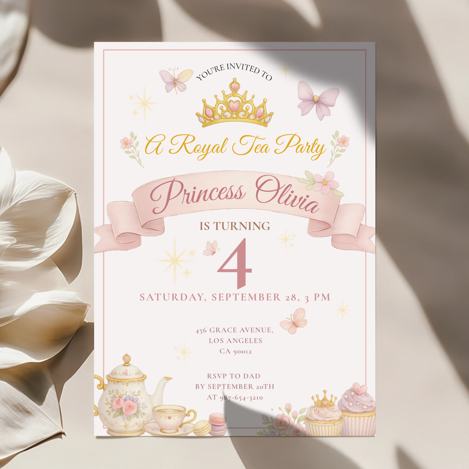 A Royal Tea Party — Princess Tea Party Invitation Template by Pretty Digital — view 5