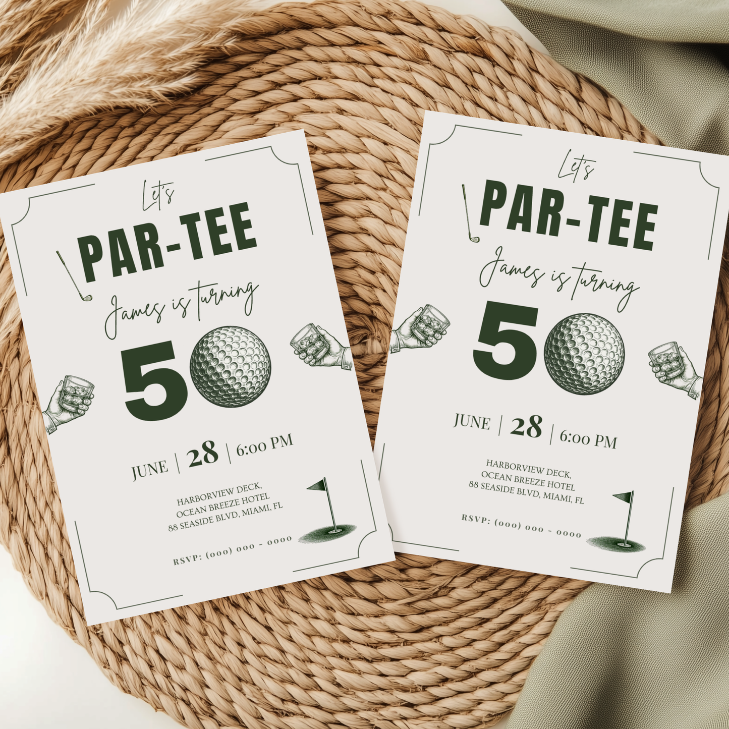 Let's Par-Tee — 50th Birthday Invitation Template (Golf Themed) by Pretty Digital — view 3