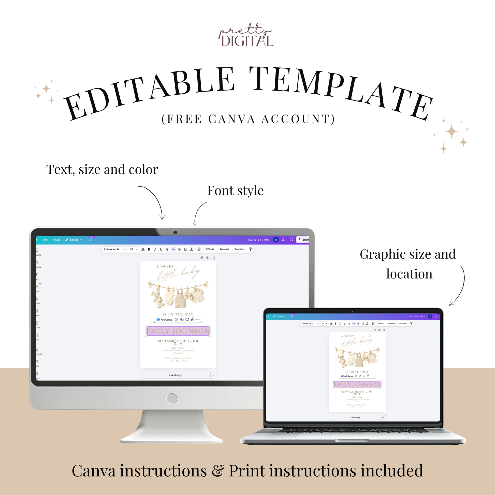 A Sweet Little Baby — Fall Baby Shower Invitation Template by Pretty Digital — view 4