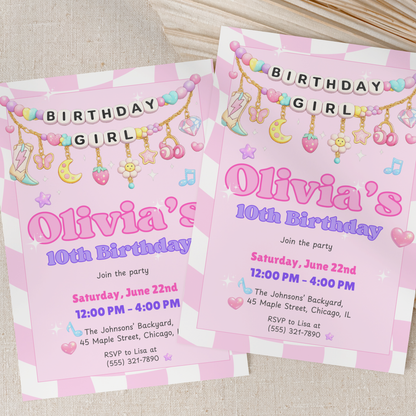 She's a Three-Rex — Girl's Dinosaur 3rd Birthday Invitation Template by Pretty Digital — view 9