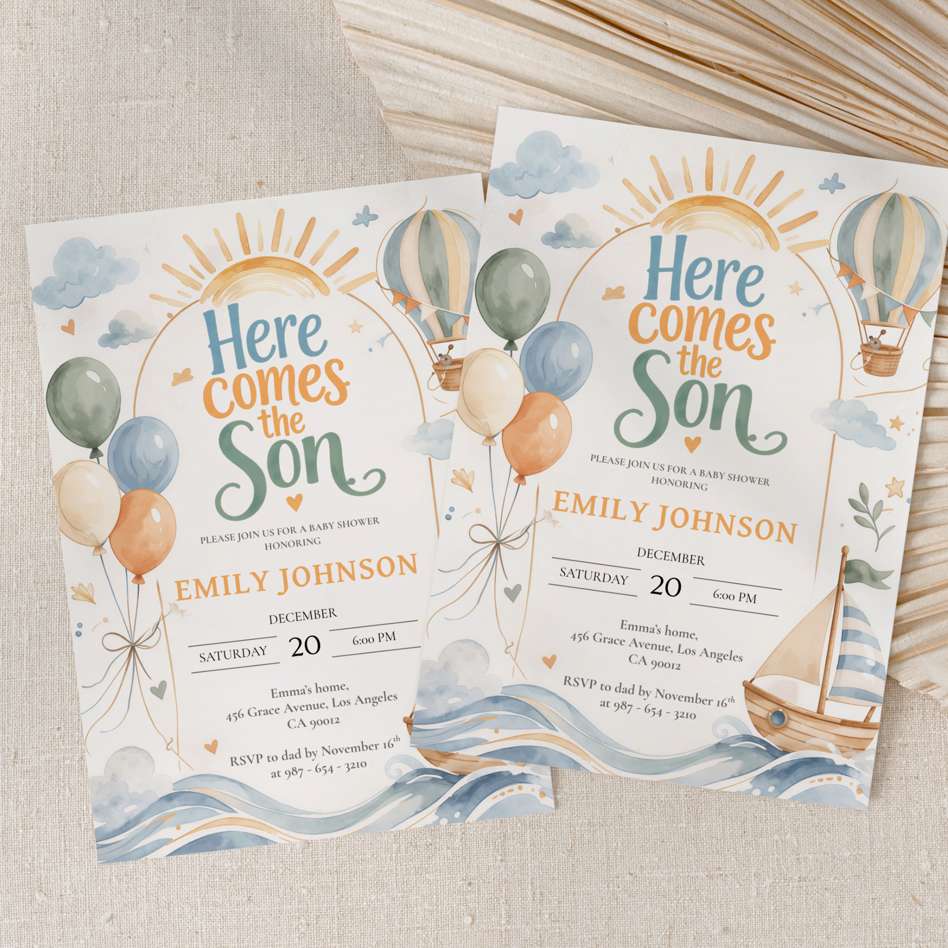 Here Comes the Son — Baby Shower Invitation Template by Pretty Digital — view 8