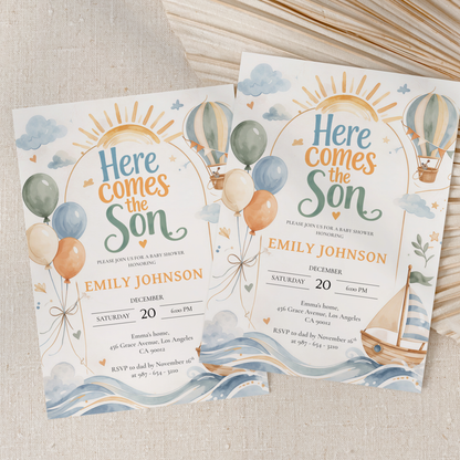Here Comes the Son — Baby Shower Invitation Template by Pretty Digital — view 8