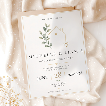 New Beginning — Housewarming Party Invitation Template by Pretty Digital — printable digital download