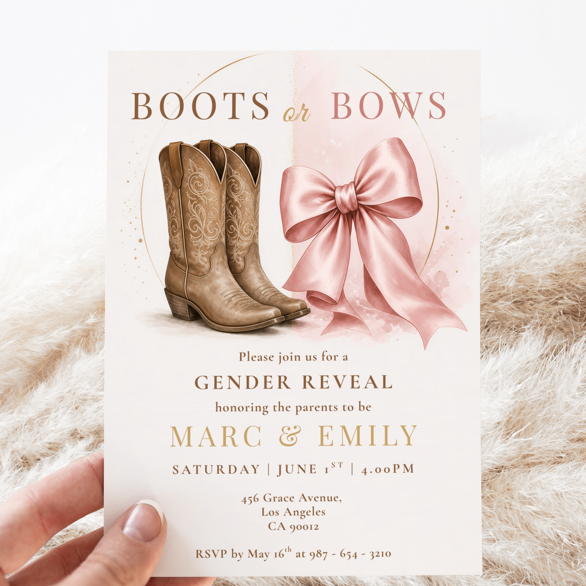 Boots or Bows — Western Gender Reveal Invitation Template by Pretty Digital — view 5