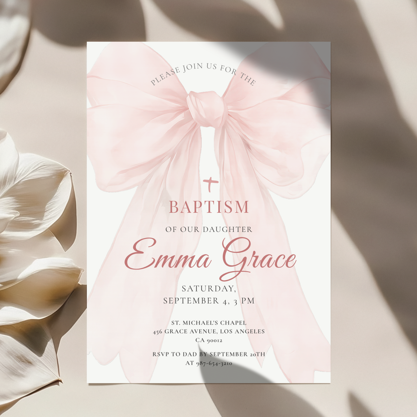Floral Baptism Invitation by Pretty Digital — view 3