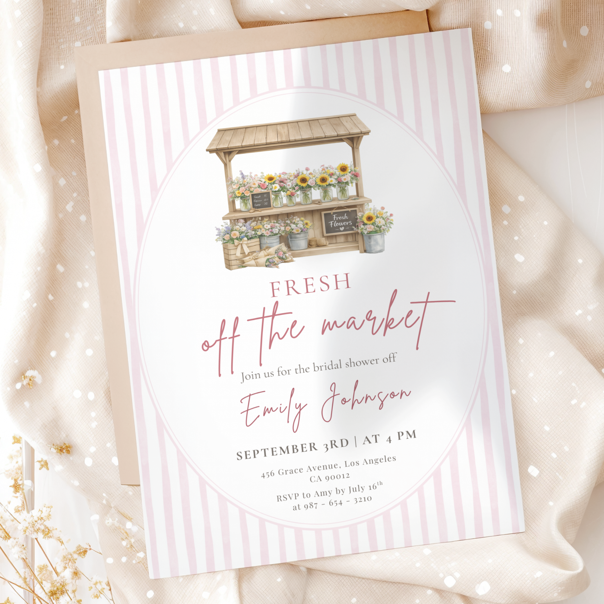 Fresh off the Market — Bridal Shower Invitation Template by Pretty Digital — printable digital download