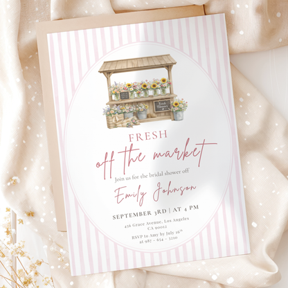 Fresh off the Market — Bridal Shower Invitation Template by Pretty Digital — printable digital download