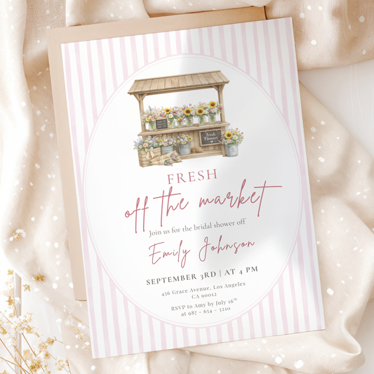 Fresh off the Market — Bridal Shower Invitation Template by Pretty Digital — printable digital download