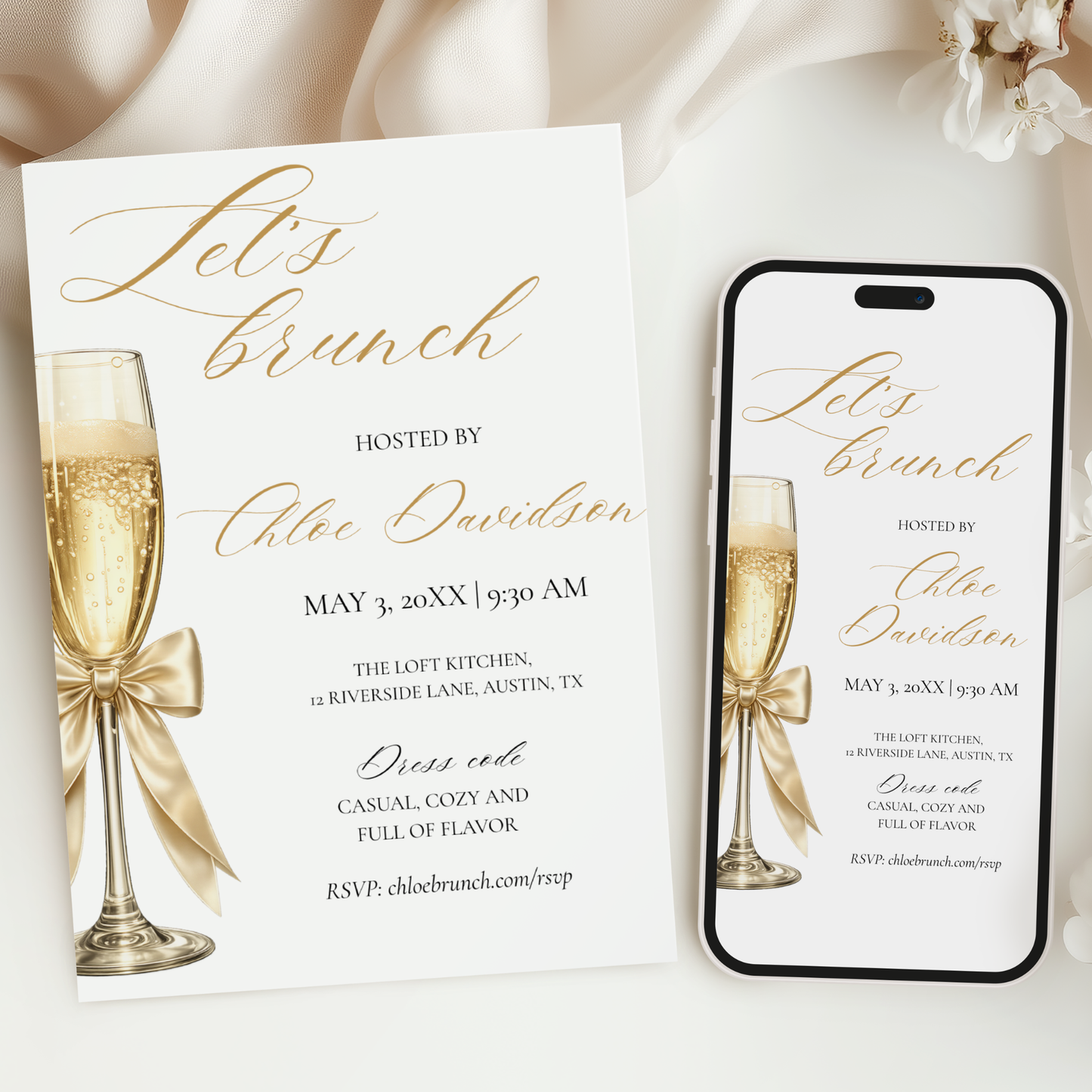 Let's Brunch — Brunch Invitation Template by Pretty Digital — printable digital download