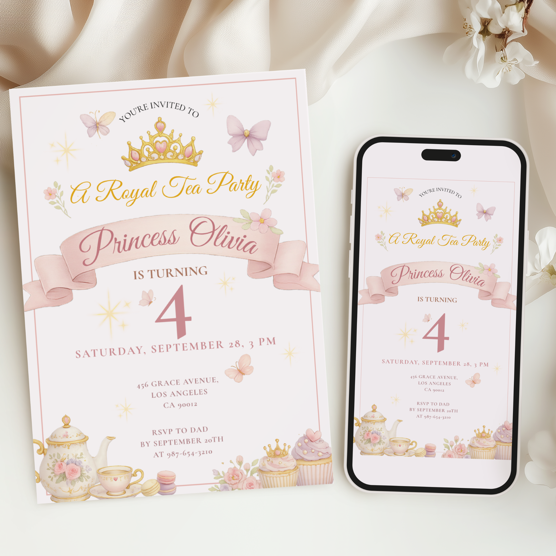 A Royal Tea Party — Princess Tea Party Invitation Template by Pretty Digital — view 6