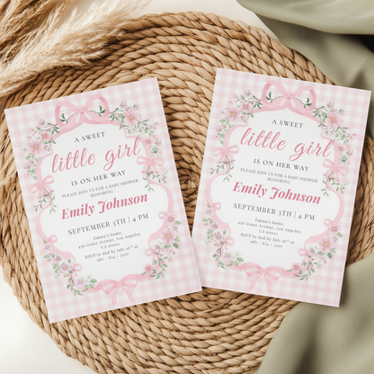 A Sweet Little Girl Is on Her Way — Baby Shower Invitation Template by Pretty Digital — view 8