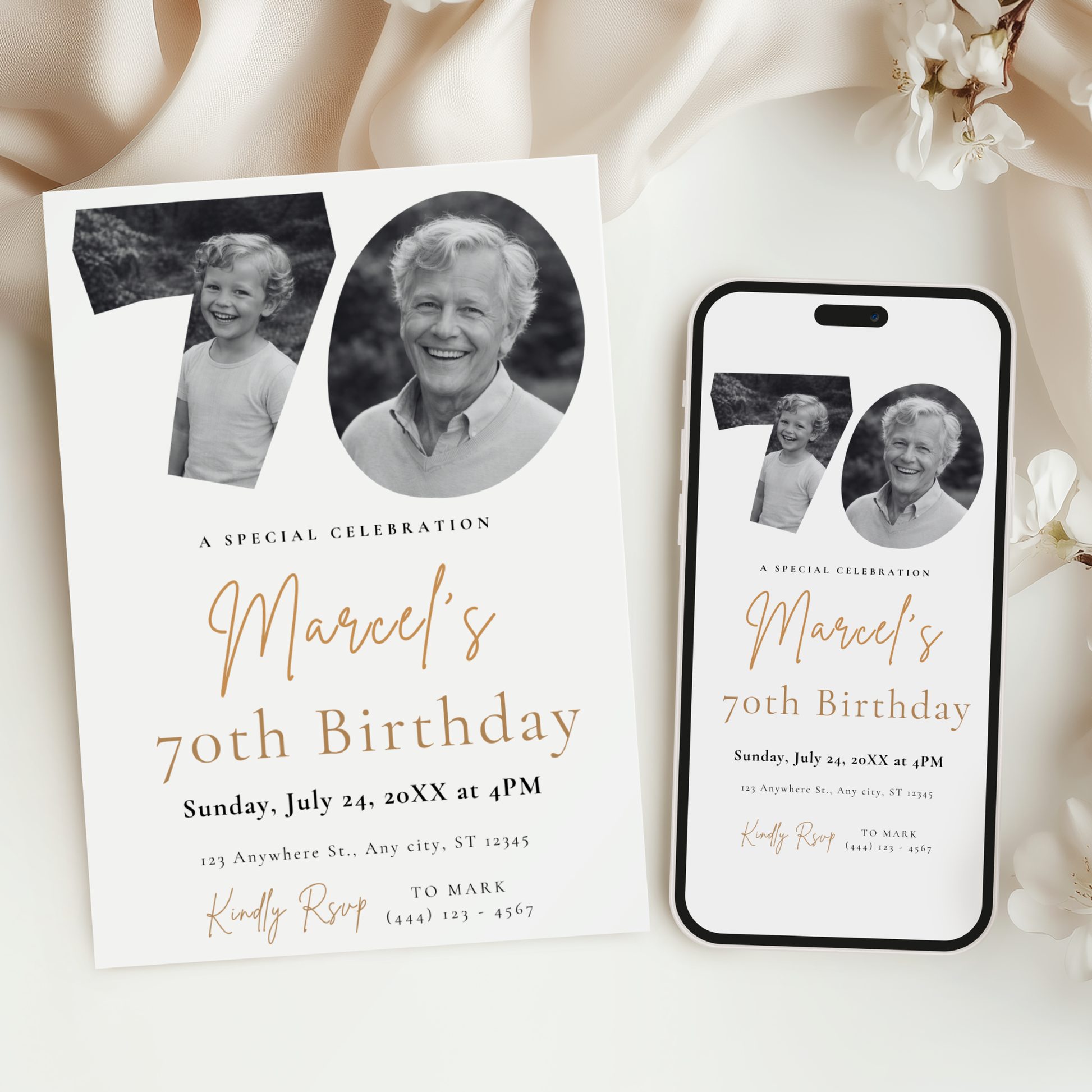 Classic 70th Birthday Invitation by Pretty Digital — view 6