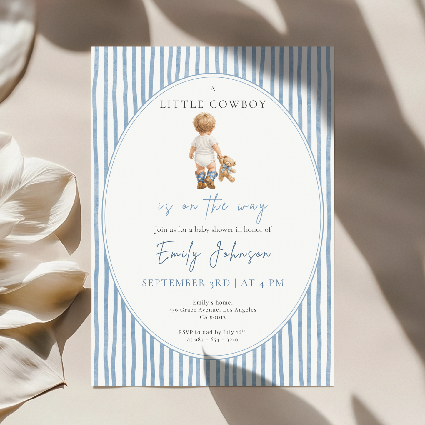 A Little Cowboy on the Way — Baby Boy Shower Invitation Template by Pretty Digital — view 9