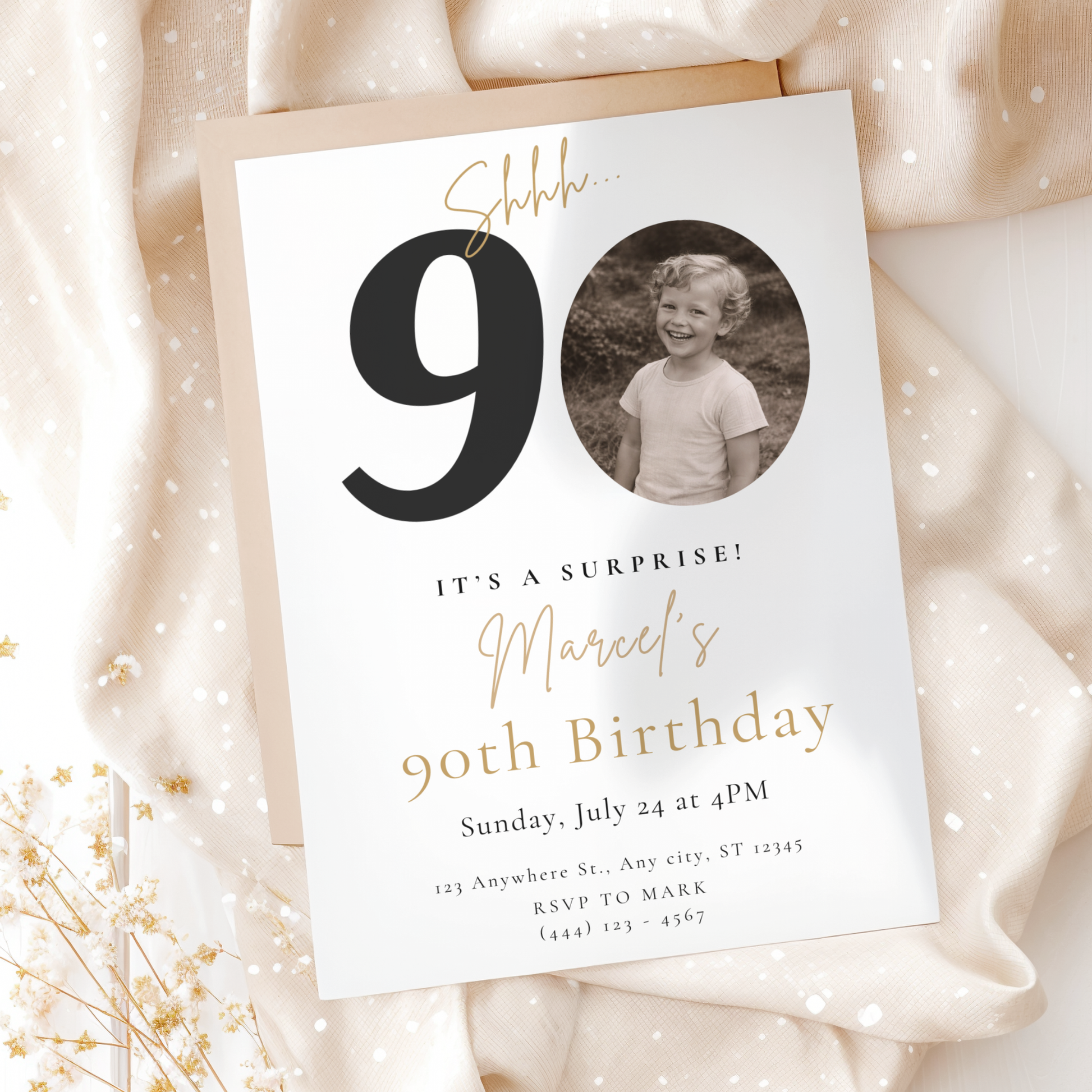 Classic 90th Birthday Invitation by Pretty Digital — view 9