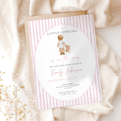 A Little Cowgirl on the Way — Baby Girl Shower Invitation Template by Pretty Digital — view 10