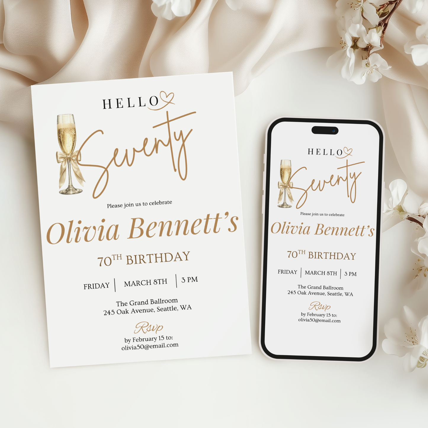Hello Seventy — 70th Birthday Invitation Template by Pretty Digital — view 6