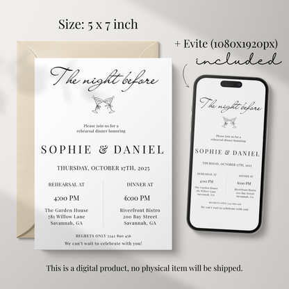 The Night Before — Rehearsal Dinner Invitation Template by Pretty Digital — view 2